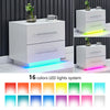 2 Drawers LED Light Bedside Table Side Nightstand Storage Organiser High Gloss