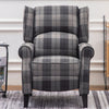 Tartan Checked Bonded Fabric Armchair Wingback Sofa Recliner Padded Lounge Chair