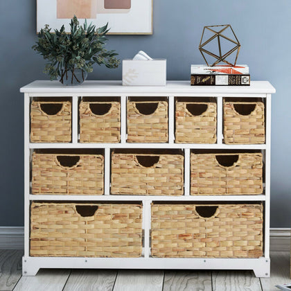 Large Chest of Drawers with Baskets Solid Wood Hallway Bedroom Living Room