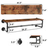 Industrial Pipe Shelf Wall Mounted Clothes Rack Hanging Rod & Wooden Top Shelf