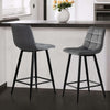 2x Grey Breakfast stool Bar Stools Velvet Pub Chairs 65 cm high seat Modern