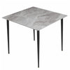 Industrial Square Marble Dining Table Kitchen Eating Table & Black Legs 4 Seater