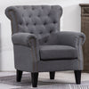 Linen Chesterfield Armchair Rhombic Fabric Upholstered Living Room Lounge Chair