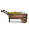 Garden Decorative Wagon Planter Box Wooden Wagon Cart Plant Stand with Wheels