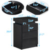 Black White LED Light 3 Drawers Bedside Table High Gloss Cabinet Side End Table