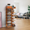 7 Tier Double Row Wooden Shoe Rack Storage Organisers Cabinet Footwear Organizer
