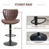 Bar Stools Set of 2 Adjustable Height Swivel PU Leather Bar Chairs Brown