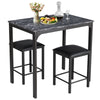 3PCS High Table & Chair Set Bar Kitchen Dining Breakfast Furniture Padded Stools