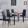Black&Clear Rectangular Tempered Glass Dining Table Black Metal Legs Dining Room