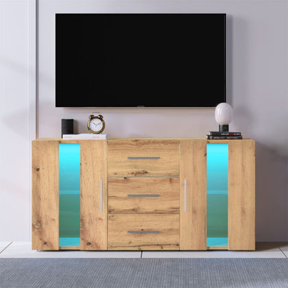 LED Sideboard 2 Doors 3 Drawers Wooden Buffet Storage Cabinet Cupboard TV Unit