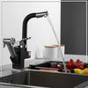 Kitchen Sink Mixer Taps 360° Swivel Spout With Pull Out Spray Faucet & 2 Hose UK