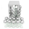 Revolving Rotating Steel 12/16 Jar Spice Rack Storage Glass Jars & Chrome Lids