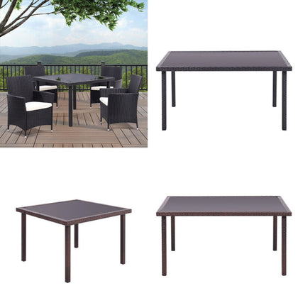 Square/Rectangle Glass Top Dining Coffee Table Garden Patio Rattan Wicker Table