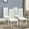 6PC White Dining Chairs High Back Faux Leather Padded Seat Dining Room Furniture