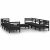9 Piece Garden Set Black Solid Pinewood T7F1