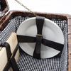 Rustic Wicker Woven Food Hamper 2/4 Person Cutlery Picnic Basket Set with Handle