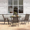 2/4/6 Seater Outdoor Garden Patio Brown Furniture Set Glass Table+Folding Chairs