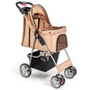 Folding Pet Stroller Portable Pet Travel Pushchair w/4 Wheels Safety Belt Holder