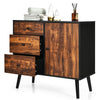 Industrial Storage Cabinet Floor Standing Wooden Sideboard Accent Side Cabinet