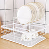 2 Tier Dish Drainer Metal Wire Cutlery Draining Holder Plate Rack With Tray UK