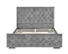 Modern King Size Bedframe Diamante Upholstered Velvet Silver Fabric Chrome Legs