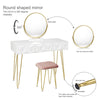 Dressing Table Stool with 360° Swiveling Mirror 3 Drawers Makeup Desk Dresser