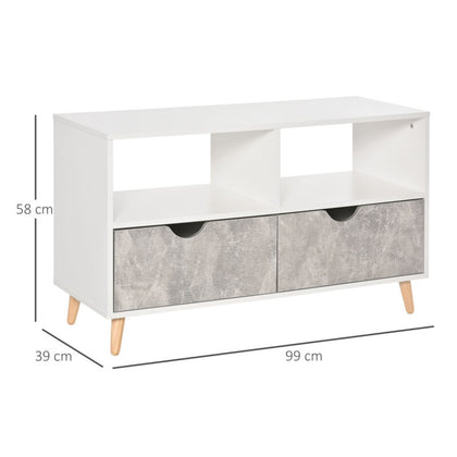 99cm TV Stand Media Unit Cabinet w/ Shelves Drawers Storage Centre Grey