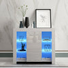 HIgh Gloss Cabinet Cupboard Sideboard Tall Display Unit White Matt RGB LED Light