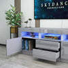 Modern TV Unit Stand Cabinet Cupboard FREE LED High Gloss Doors Drawers in Grey
