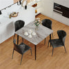 Rectangular Marble Dining Table 4-6 Seaters Black Metal Legs Kitchen Furniture