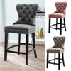 1/2x Retro Velvet Padded Barstool Button Back Kitchen Breakfast Bar Stool Chair