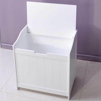 WHITE WOODEN TOY BOX STORAGE UNIT CHILDRENS KIDS CHEST BOXES BENCH STRONG UK