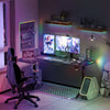 L-Shaped Corner Gaming Desk RGB PC Study Table Workstation Streaming Metal Legs