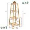 4-tier Bamboo Plant Stand Freestanding Ladder Plant Storage Shelf Display Rack