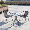 3/5 Piece Round Coffee Table & Rattan Chairs Metal Bistro Balcony Garden Outdoor