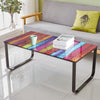 Rainbow Glass Coffee Table Metal Leg Side End Side Table Living Room Rectangle