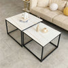 Genuine Marble Coffee Table Set of 2 Square Centre Table Side Table Home Display