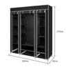 Mondeer Canvas Wardrobe Storage Organiser Fabric with Rail & Shelves Grey/Black