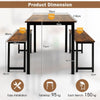 3PCS Kitchen Dining Table Set Industrial Breakfast Table &2 Benches Space-Saving