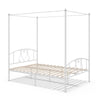 Double Size Metal Canopy Bed Frame Modern 4 Poster Platform Bed with Headboard