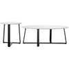 Set of 2 Modern Coffee Nesting Table Set Oval & Round Table Solid Steel Legs