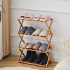 4 Tiers Bamboo Shoe Rack Folding Durable Shoe Shelf Organizer Free Standing