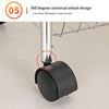Silver 4-Tier Mesh Rolling Cart Basket Storage Rack Kitchen Serving Trolley Unit