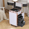 Mobile Make-Up Manicure Workstation Lockable Storage Trolley Retractable Table