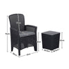 Black Garden Rattan Furniture Set With Storage Table 2 Armchairs Cushion Set NEW