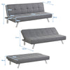 3 Seater Sofa Bed 3 Adjustable Button Tufted Padded Lounge Sofa Modern Couch Bed