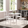 Glass Dining Table and 4 Chairs Set PU Leather Furniture Office Kitchen Modern
