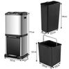 32L Kitchen Trash Can Recycle Pedal Bin w/ 3 Buckets Stainless Steel Garbage Bin