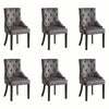 Set of 2 Dark Grey Velvet Dining Chairs Tufted High Back for Dining Room Kitchen