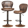 Set of 2 Bar Stools Adjustable Swivel Leather Pub Chair Kitchen Dining Chairs